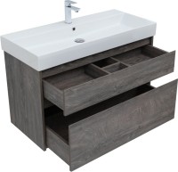 Тумба с раковиной Aquanet Nova Lite 100 дуб рошелье, 2 ящика