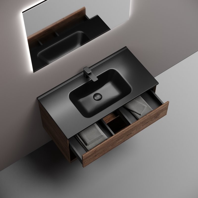 Мебель для ванной комнаты Sancos Marmi 1.0 90 дуб чарльстон, раковина CN7002MB