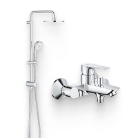 Душевой комплект Смеситель Grohe BauEdge 23604001 + Стойка New Tempesta Rustic 27399002
