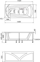Акриловая ванна 1MarKa Elegance 160x70 см, пристенная, белая, с каркасом
