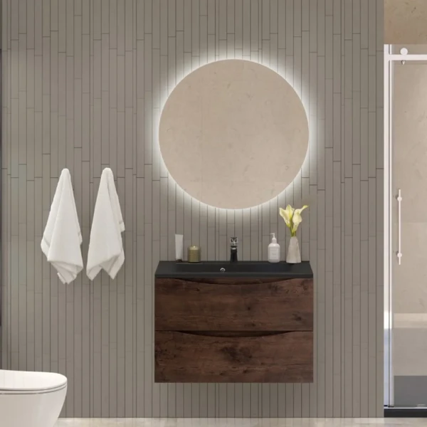 Мебель для ванной комнаты BelBagno Marino 80 подвесная, rovere moro, черная раовина