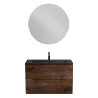 Мебель для ванной комнаты BelBagno Marino 80 подвесная, rovere moro, черная раовина