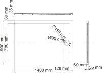 Поддон для душа Wasserkraft Rhin 44T36 140x90