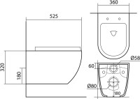 Комплект Унитаз подвесной AQUATEK Европа AQ1901-00 безободковый, с микролифтом + Инсталляция Standard INS-0000012