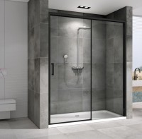 Душевая дверь в нишу Abber Komfort AG93140B 140 см, профиль черный, стекло прозрачное