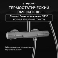 Душевая стойка STWORKI Лерум S04170GB воронёная сталь