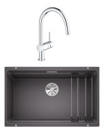 Комплект Мойка Blanco Etagon 700-U темная скала + Смеситель Grohe Minta 3291800E хром