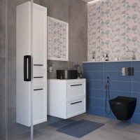 Мебель для ванной комнаты STWORKI Эстерсунд 60 белая матовая, простоун беж, с раковиной на выбор