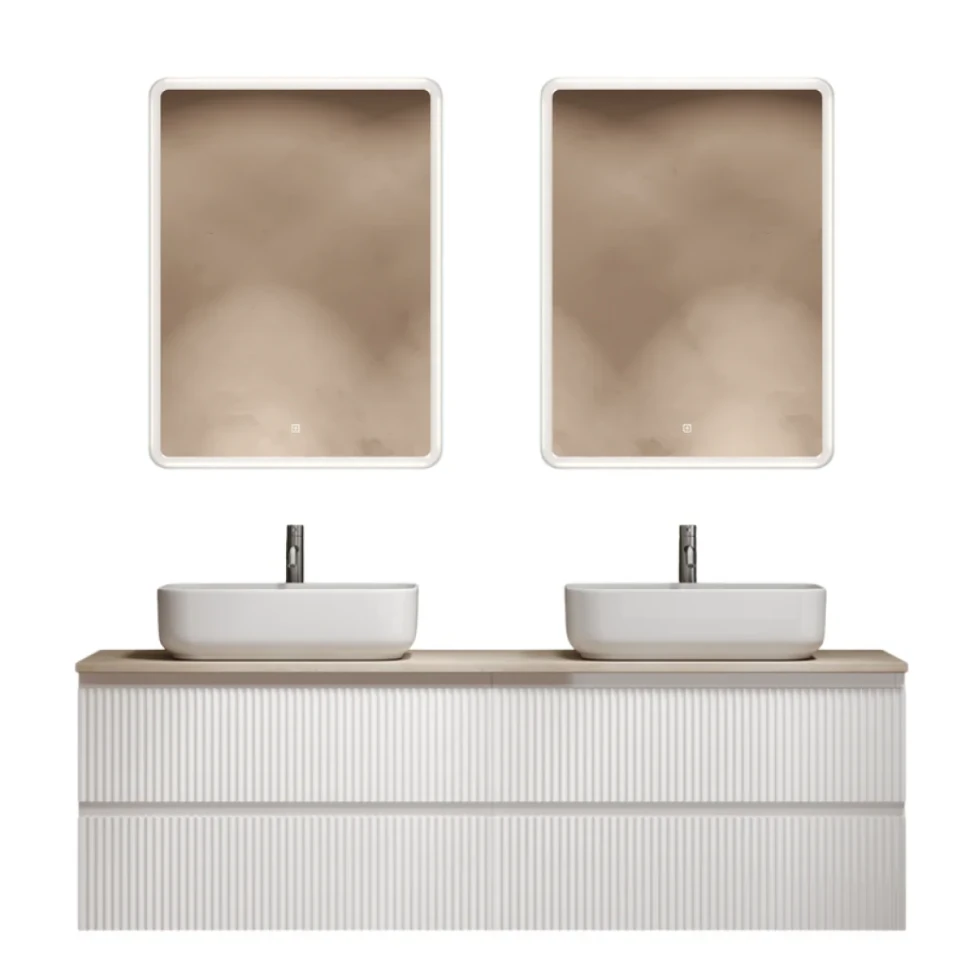 Мебель для ванной комнаты Sancos Snob R 160 bianco, столешница бежевая TT160A2X, раковина CN5043