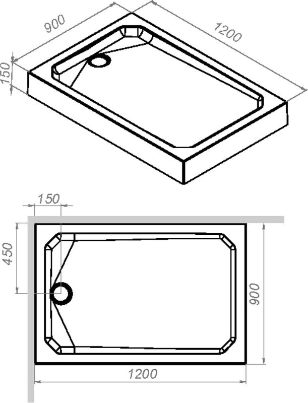 Поддон для душа AM.PM Gem W90T-404-12090W 120x90