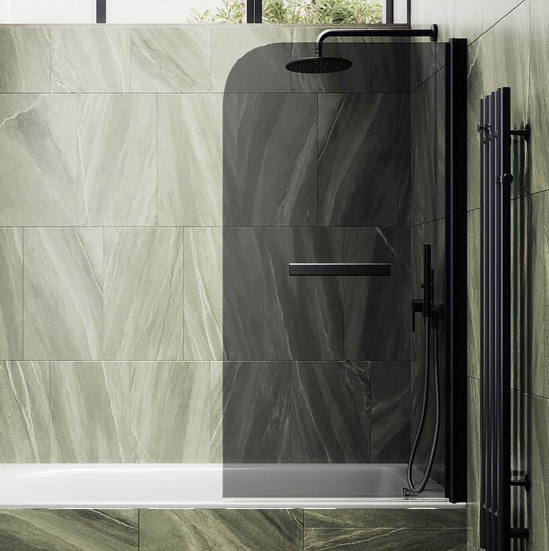 Шторка на ванну Maybahglass MGV-779-6 60x140, профиль черный, стекло графит