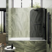 Шторка на ванну Maybahglass MGV-779-6 60x140, профиль черный, стекло графит