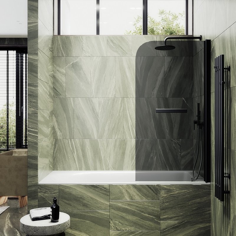 Шторка на ванну Maybahglass MGV-779-6 60x140, профиль черный, стекло графит