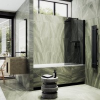Шторка на ванну Maybahglass MGV-779-6 60x140, профиль черный, стекло графит