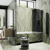 Шторка на ванну Maybahglass MGV-779-6 60x140, профиль черный, стекло графит