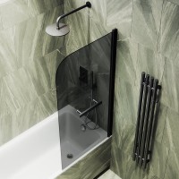 Шторка на ванну Maybahglass MGV-779-6 60x140, профиль черный, стекло графит