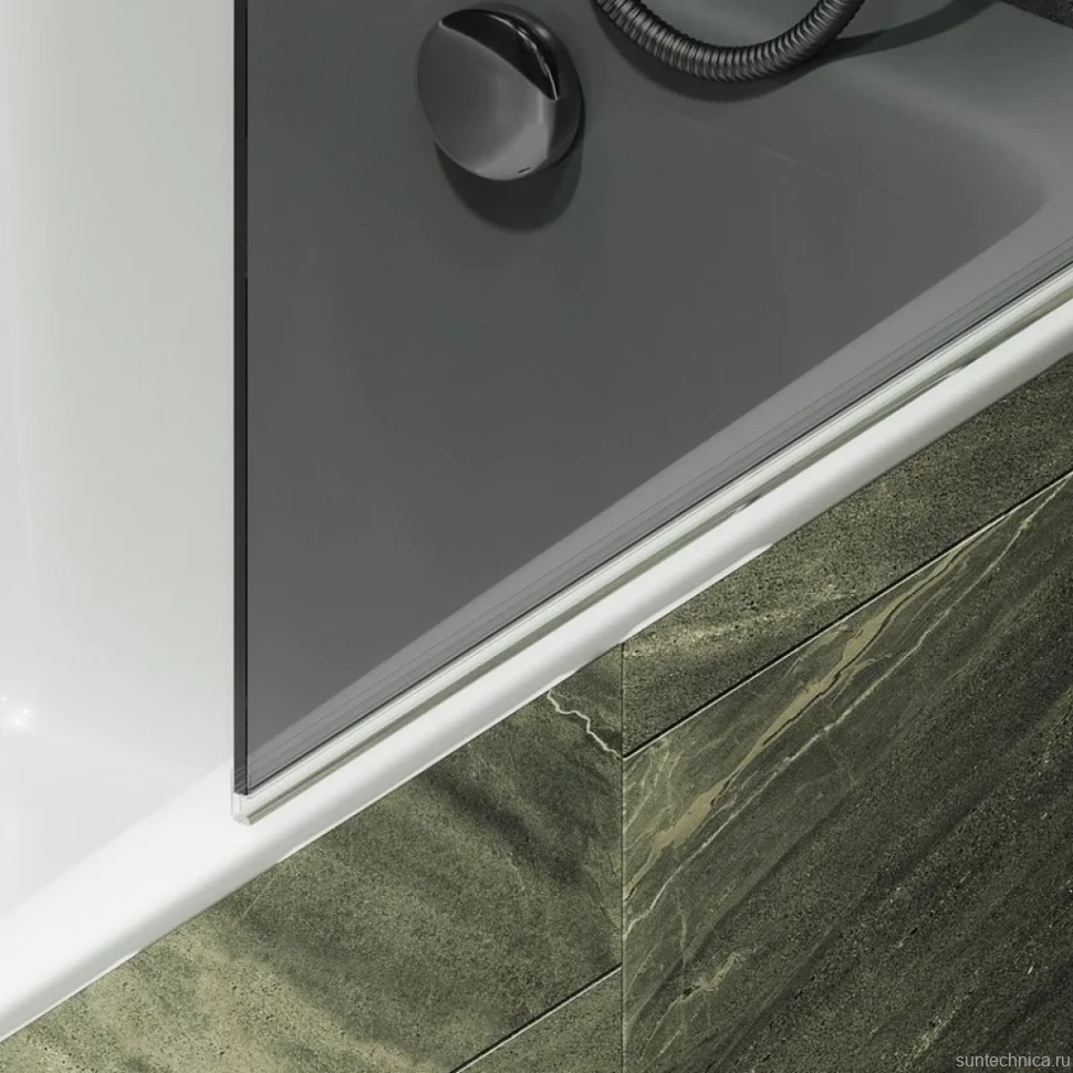 Шторка на ванну Maybahglass MGV-779-6 60x140, профиль черный, стекло графит