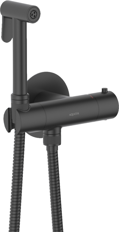 Гигиенический душ AQUATEK Оберон AQ1027MB со смесителем, С ВНУТРЕННЕЙ ЧАСТЬЮ, матовый черный