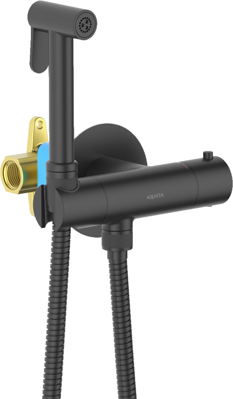 Гигиенический душ AQUATEK Оберон AQ1027MB со смесителем, С ВНУТРЕННЕЙ ЧАСТЬЮ, матовый черный
