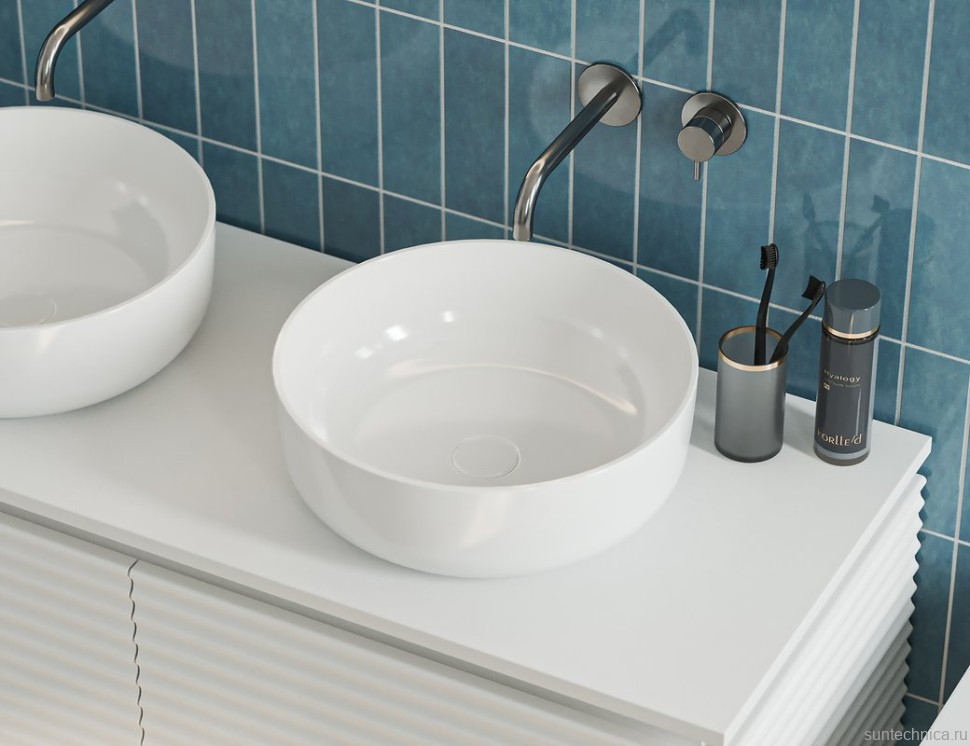 Накладная раковина Belux Турин 41 глянцевая белая, круглая