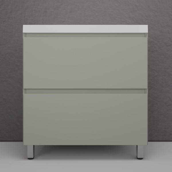 Тумба напольная "Манхэттен 80" ЭМАЛЬ, под раковину ASTI, 2 ящика, PLUS, олива