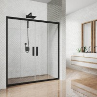 Душевая дверь в нишу Kubele DE019 D4-CLN-BLMT 195 см, профиль матовый черный