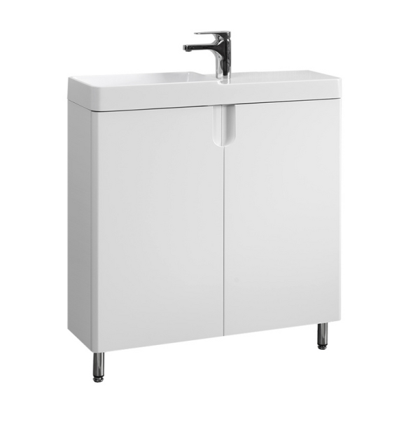 Тумба с раковиной Belux Даллас 80 L напольная, белая глянцевая