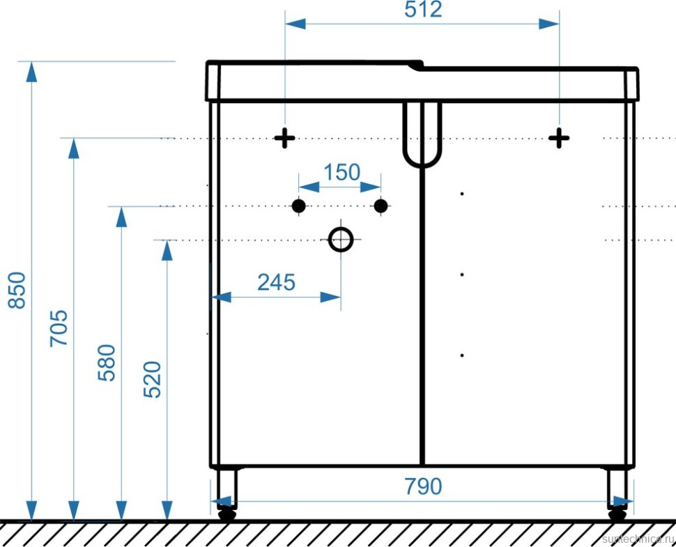 Тумба с раковиной Belux Даллас 80 L напольная, белая глянцевая