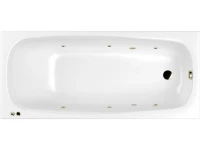 Акриловая ванна WHITECROSS Layla Slim SOFT 180x80 см, встраиваемая, с гидромассажем, белая, с каркасом, со сливом-переливом, фурнитура бронза