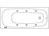Акриловая ванна WHITECROSS Layla Slim SOFT 180x80 см, встраиваемая, с гидромассажем, белая, с каркасом, со сливом-переливом, фурнитура бронза