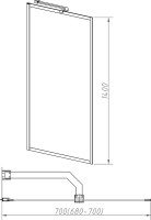 Шторка на ванну Vincea VSB-41700FLG 70 см, профиль брашированное золото, стекло рифленое
