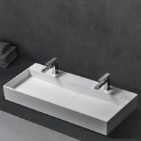 Накладная раковина Abber Stein AS2642 120 матовая белая, прямоугольная, искусственный камень
