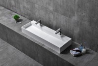 Накладная раковина Abber Stein AS2642 120 матовая белая, прямоугольная, искусственный камень