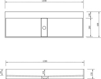 Накладная раковина Abber Stein AS2642 120 матовая белая, прямоугольная, искусственный камень