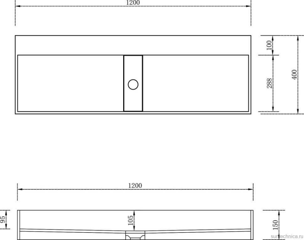 Накладная раковина Abber Stein AS2642 120 матовая белая, прямоугольная, искусственный камень