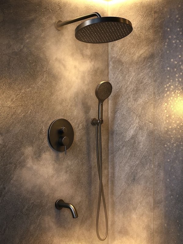 Душевой комплект AltroBagno Bilancia AltroBagnoBilancia040504MB С ВНУТРЕННЕЙ ЧАСТЬЮ, черный матовый