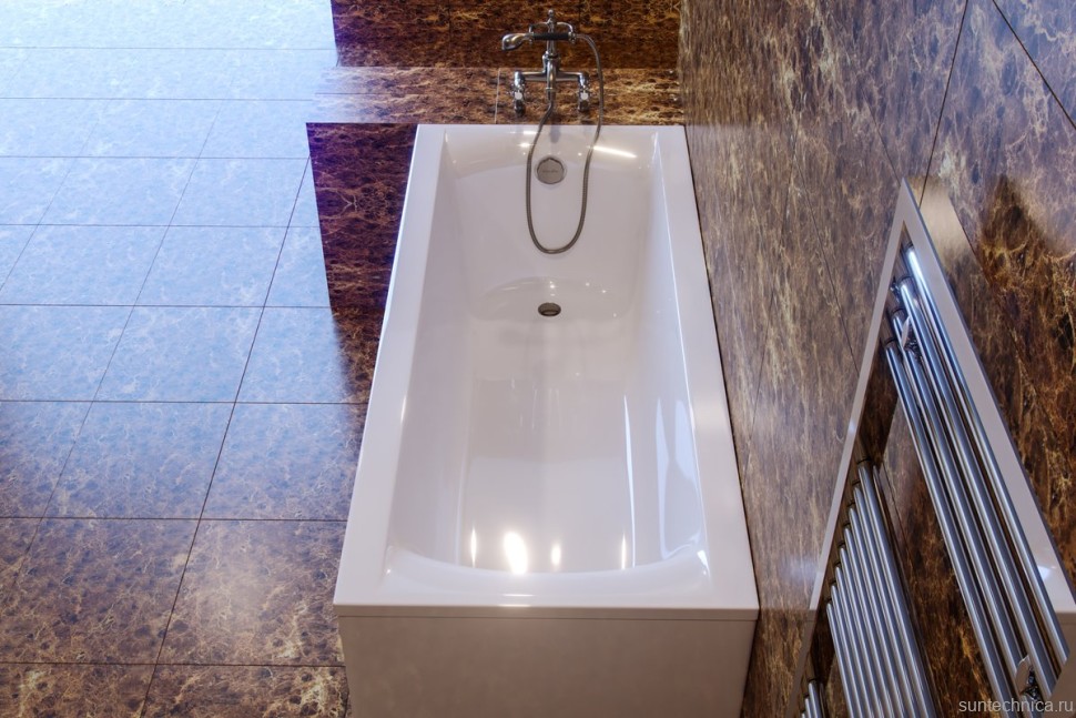 Ванна из искусственного камня Астра-Форм Нью-Форм 150x70 см, правая, пристенная, белая, на ножках