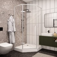 Душевой уголок Ceruttispa C2AW 100x100, профиль белый