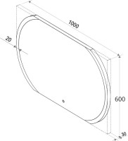 Зеркало Бриклаер Вега / Мальта 100 с подсветкой, овальное