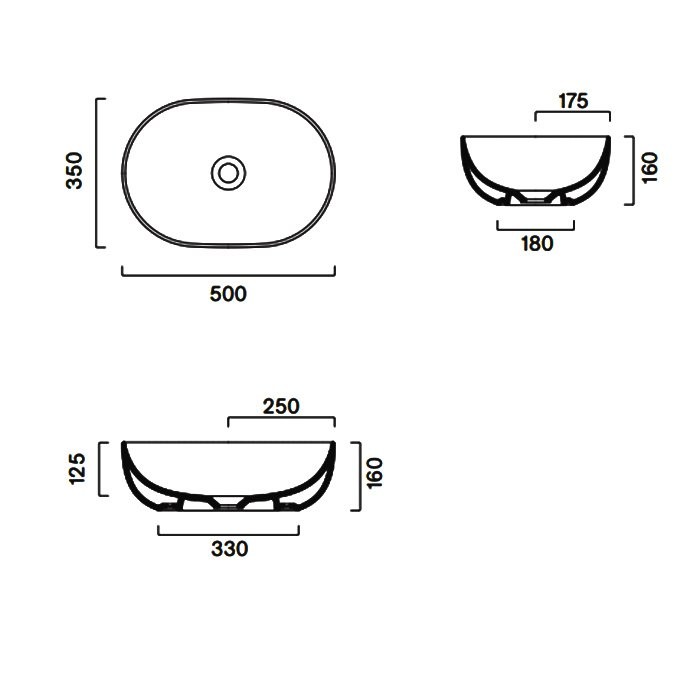 Накладная раковина Catalano Sfera 0522500001 50 глянцевая белая, овальная