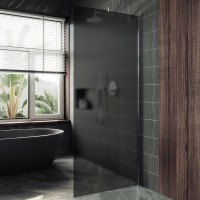 Душевая перегородка Maybahglass MGD-694-5ш 89 см, профиль хром матовый, стекло графит матовое