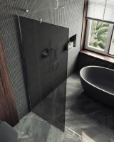Душевая перегородка Maybahglass MGD-694-5ш 89 см, профиль хром матовый, стекло графит матовое