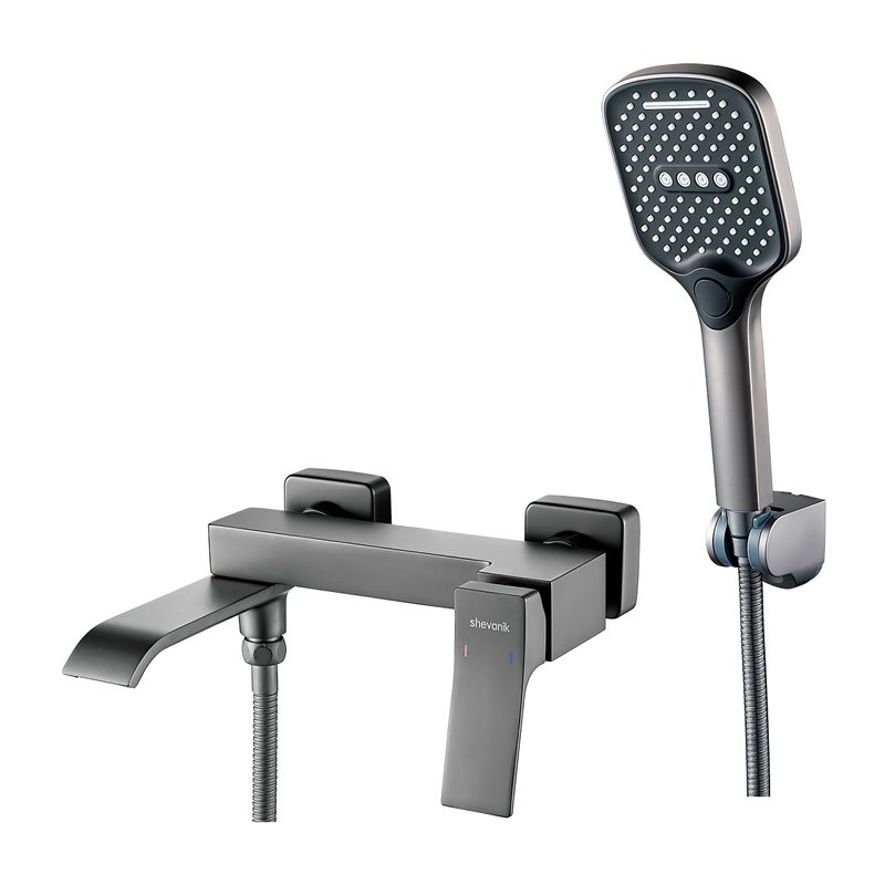 Смеситель для ванны с душем Shevanik S4002T оружейная сталь