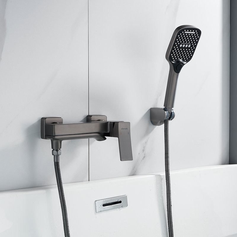 Смеситель для ванны с душем Shevanik S4002T оружейная сталь