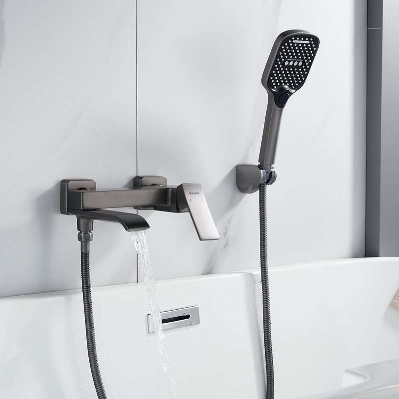 Смеситель для ванны с душем Shevanik S4002T оружейная сталь