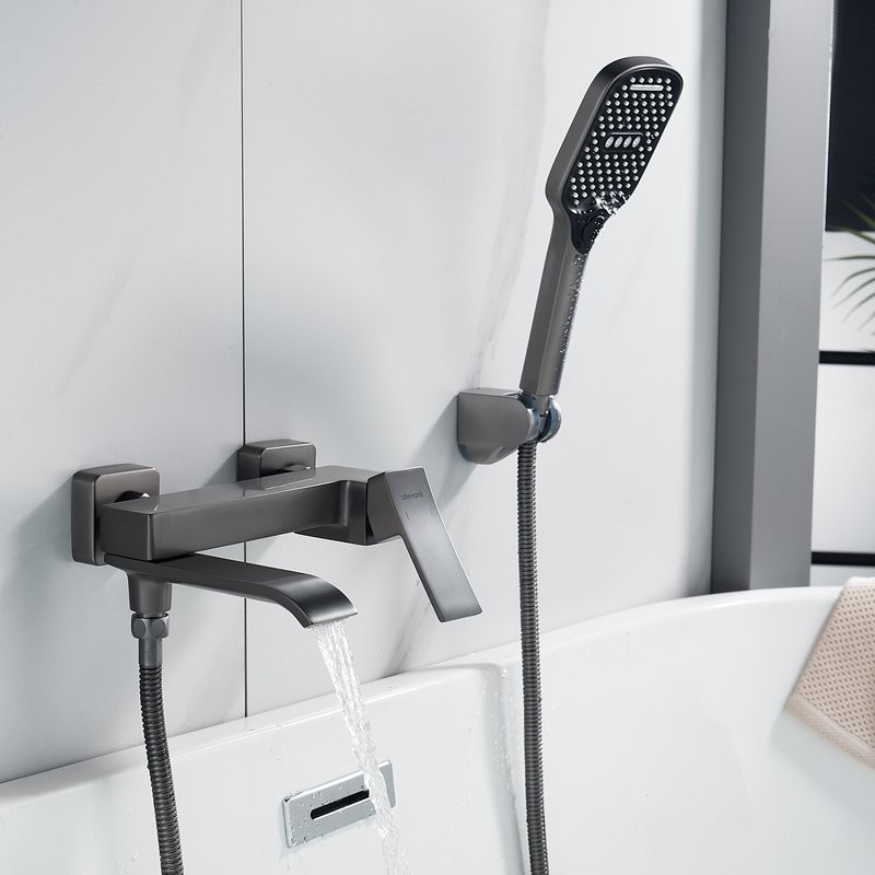 Смеситель для ванны с душем Shevanik S4002T оружейная сталь