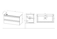 Тумба с раковиной AQUATEK Вега 100 подвесная, 2 ящика, капучино светлый