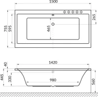 Акриловая ванна Excellent Pryzmat WAEX.PRY15.SMART 150x75 см, встраиваемая, с гидромассажем, белая, с каркасом, со сливом-переливом