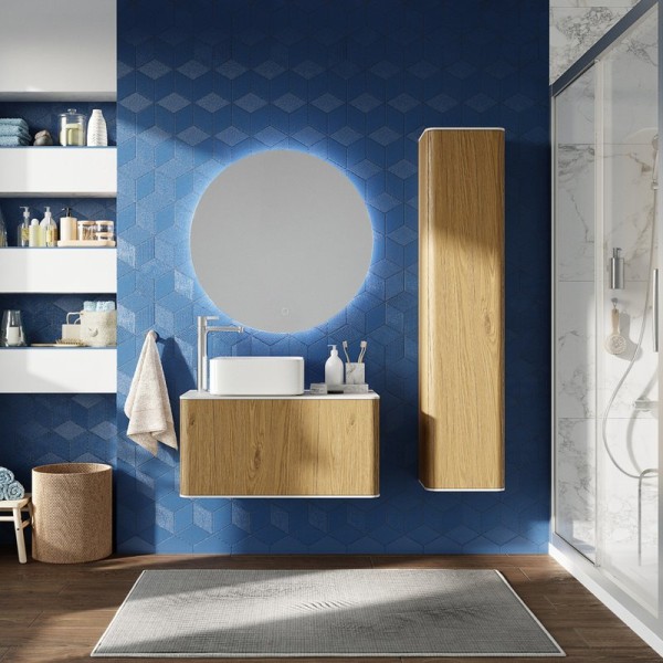 Мебель для ванной комнаты STWORKI Ноттвиль 80 дуб верона, с отверстием под смеситель, в стиле лофт (комплект, гарнитур)