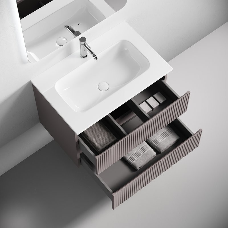 Мебельная раковина Ceramicanova Grace CN7031 70 накладная, глянцевая белая, прямоугольная, фарфор